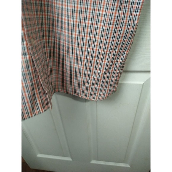 Sean John Orange Black Plaid Collared Button Short Sleeve Shirt. Size M - Picture 6 of 11